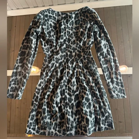Miaou Dree Leopard Print Corset Bustier Denim Mini Dress XS - Picture 10 of 11